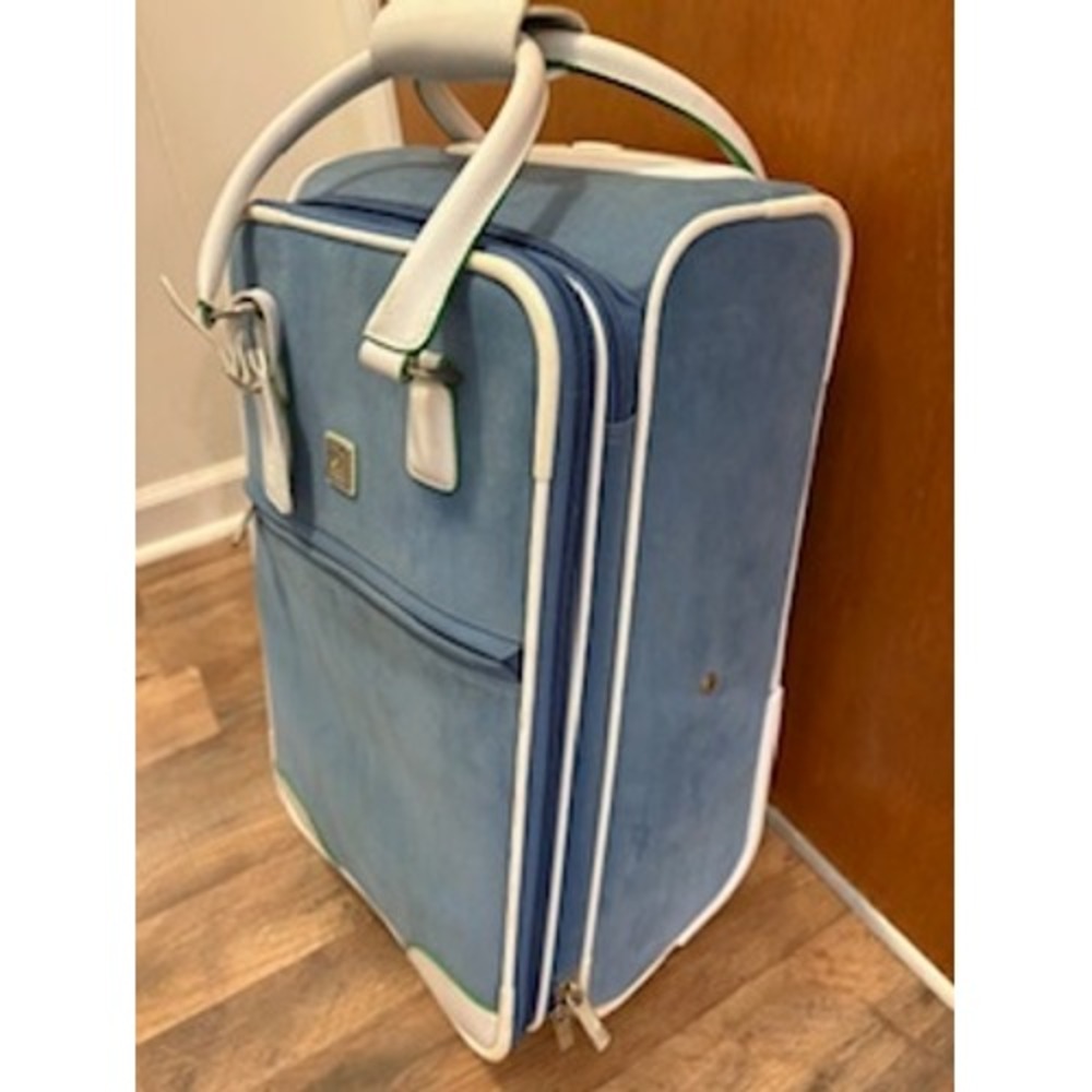 Diane von Furstenberg Rolling Suitcase Blue White Trim Carry On Luggage 19 Inch - Picture 14 of 15